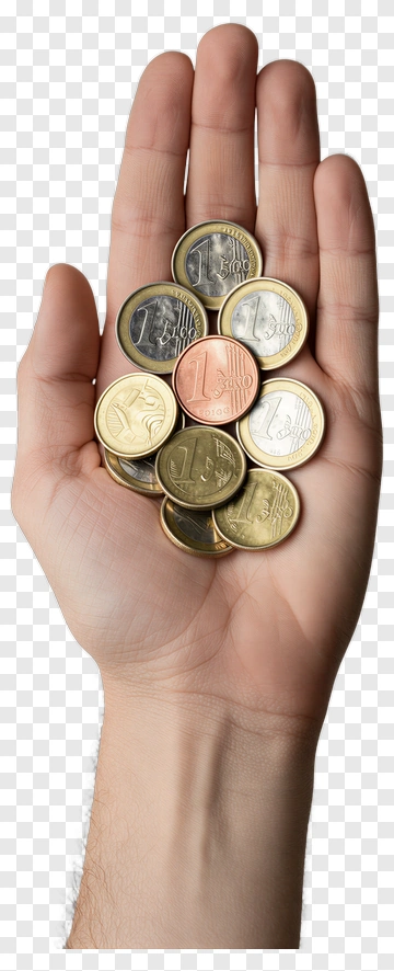 Hand Holding Euro Coins PNG