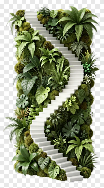 Staircase Surrounded By Lush Greenery PNG