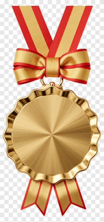 Gold Medal With Red Ribbon PNG