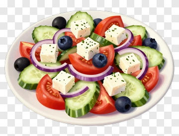 Fresh Salad With Tomatoes, Cucumbers, And Feta Cheese PNG