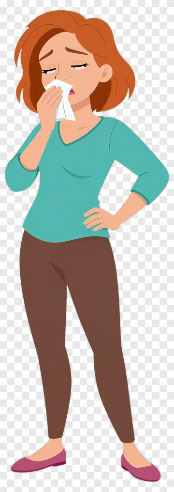 Cartoon Woman Holding A Tissue PNG
