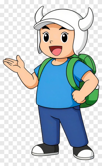 Cartoon Boy Wearing A Backpack And Finn Hat PNG