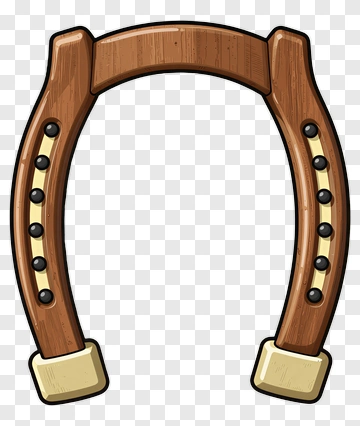 Wooden Horseshoe With Black Nails PNG