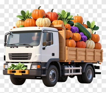 Truck Loaded With Colorful Pumpkins And Vegetables PNG