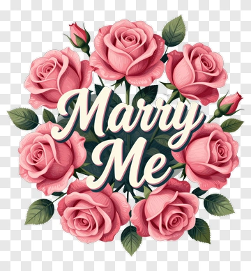 Roses With Marry Me Text PNG