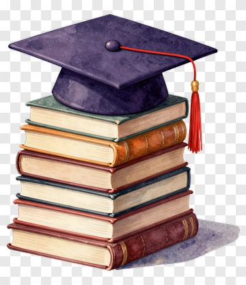 Graduation Cap On A Stack Of Books PNG