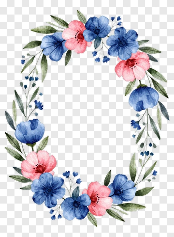 Watercolor Floral Wreath PNG