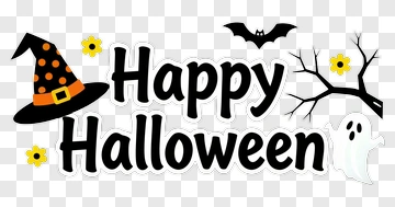 Happy Halloween Decoration With Ghost And Bat PNG