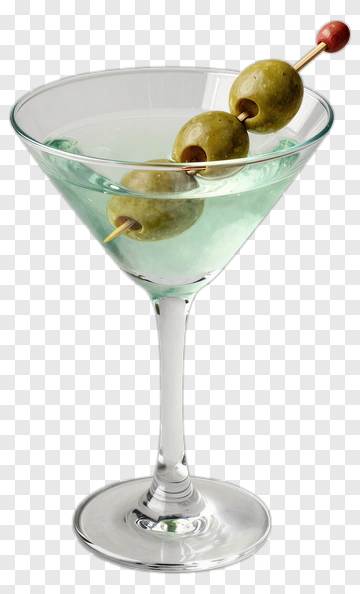 Martini Glass With Green Olives PNG