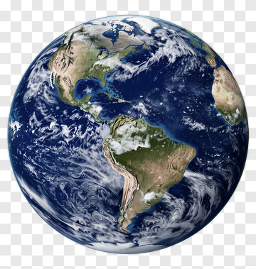 Earth Globe With Visible Continents And Clouds PNG