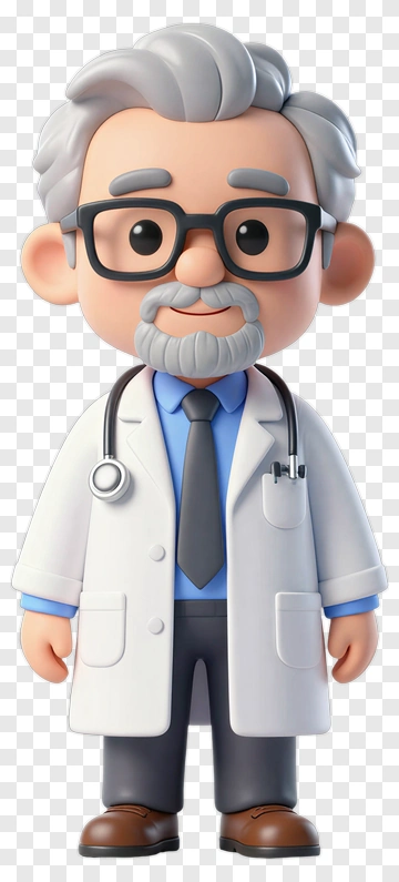 3D Doctor With Glasses And Stethoscope PNG