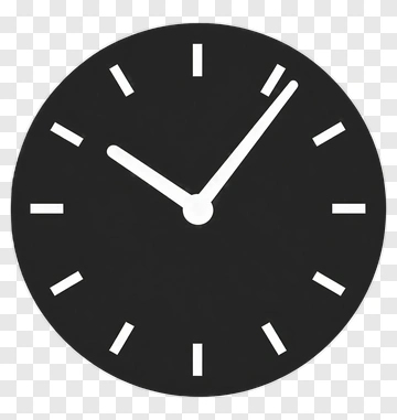 Black Wall Clock With White Hands PNG