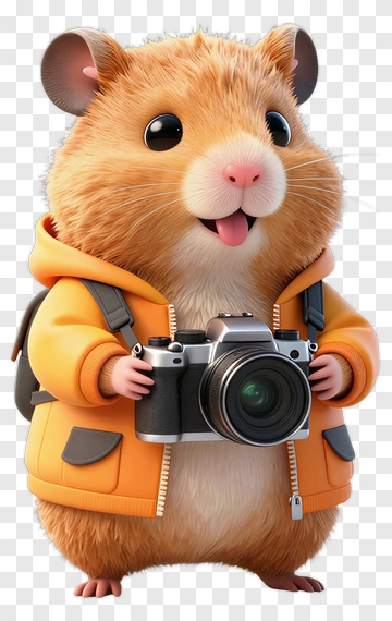 3D Hamster Holding A Camera PNG