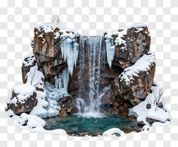 Winter Waterfall With Ice And Snow PNG