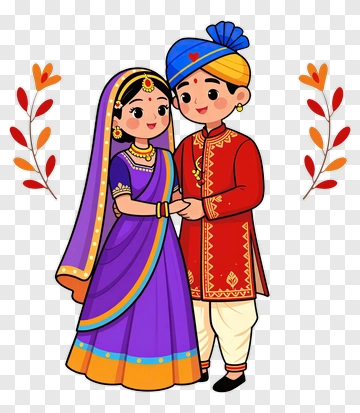 Couple In Traditional Indian Attire PNG