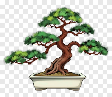 Colorful Bonsai Tree In A Pot PNG