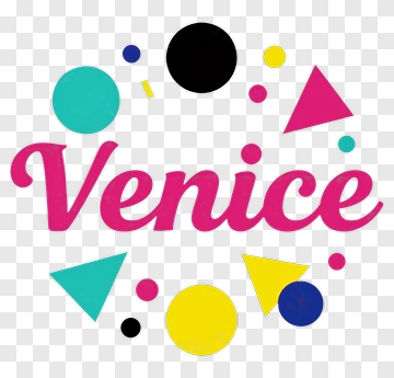 Colorful Venice Text With Geometric Shapes PNG