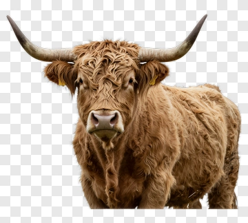 Highland Cow With Long Horns PNG
