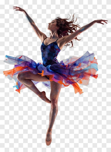 Ballet Dancer In Colorful Tutu Performing A Jump PNG