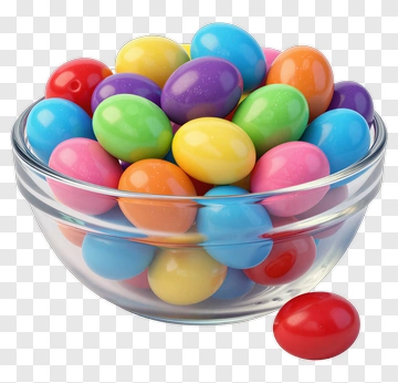 Colorful Candy Eggs In A Glass Bowl PNG