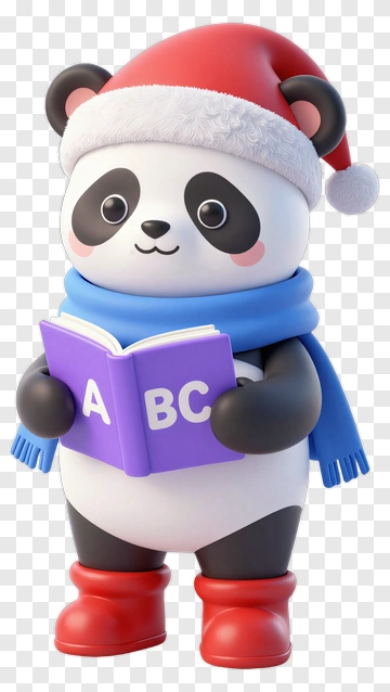 Cartoon Panda Reading A Book PNG