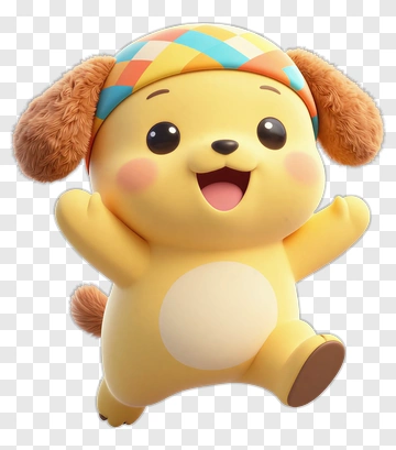 Cartoon Dog With Colorful Headband PNG