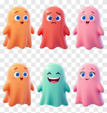 Cartoon Ghosts With Various Expressions PNG