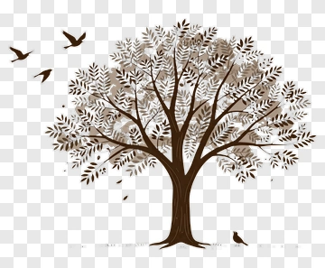 Stylized Tree With Birds PNG