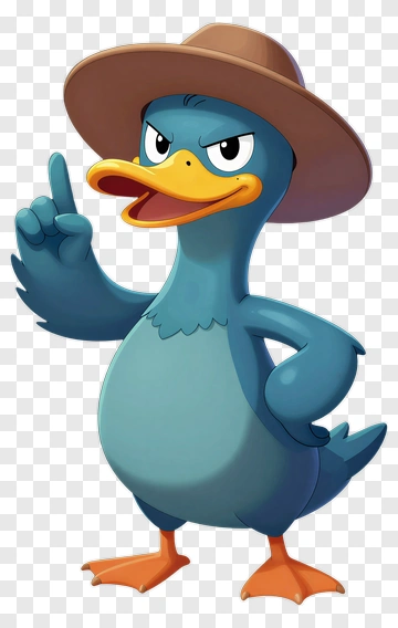 Cartoon Duck Wearing A Hat PNG