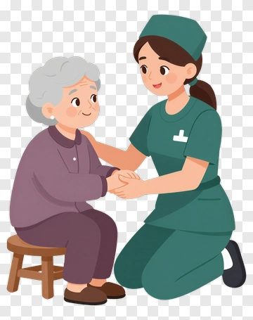 Nurse Assisting An Elderly Woman PNG