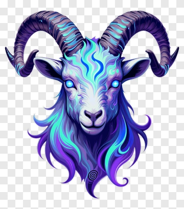 Stylized Goat Head With Colorful Swirls PNG