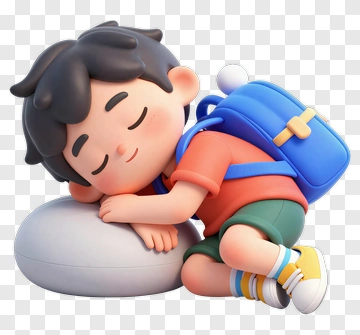3D Boy Sleeping On A Rock PNG