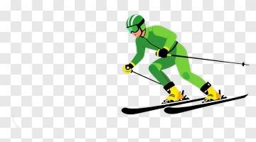 Skiing Athlete In Green Outfit PNG