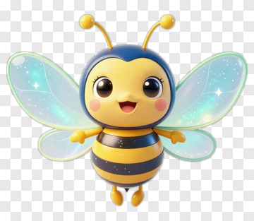 Cartoon Bee With Sparkling Wings PNG