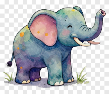 Cartoon Elephant With Colorful Spots PNG