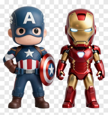 Cartoon Superheroes Captain America And Iron Man PNG