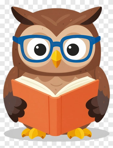 Cartoon Owl Holding A Book PNG