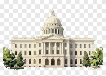 Government Building With Dome And Surrounding Trees PNG
