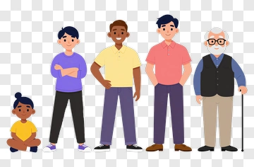 Family Group Of Five Standing Together PNG