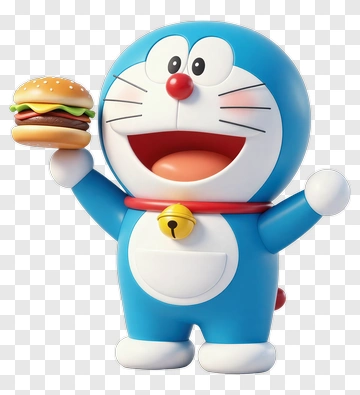 Cartoon Cat Holding A Hamburger PNG