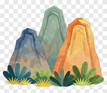 Colorful Mountain Landscape PNG