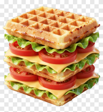 Waffle Sandwich With Lettuce And Tomato PNG