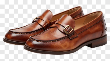 Brown Leather Loafers With Buckle PNG