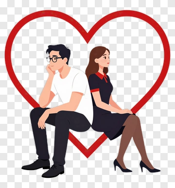 Couple Sitting Back To Back In Heart Shape PNG