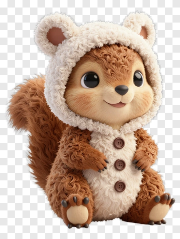 3D Squirrel In A Cute Hoodie PNG