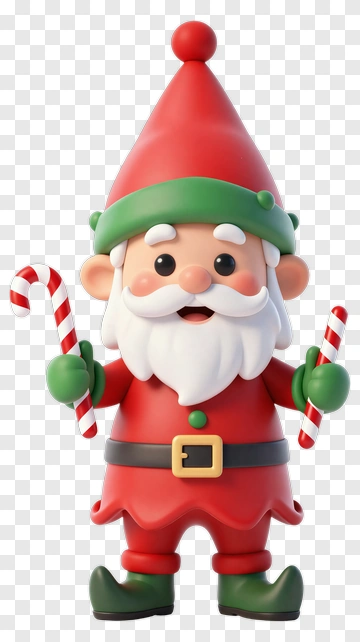 Cartoon Christmas Elf Holding Candy Canes PNG