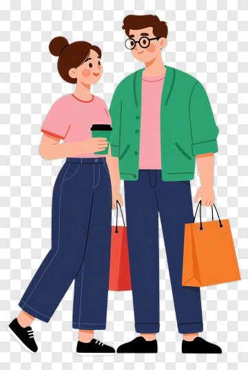 Couple Shopping Together PNG