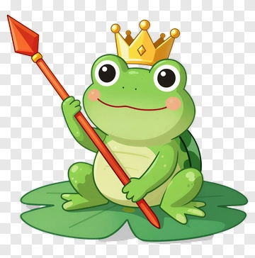 Cartoon Frog King Holding A Spear PNG