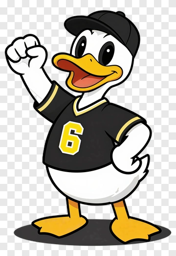 Cartoon Duck Wearing A Sports Jersey PNG