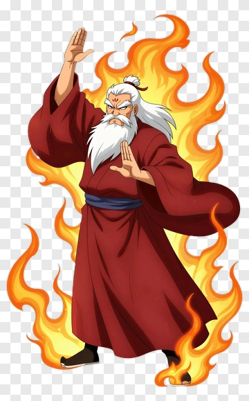 Cartoon Firebending Master PNG